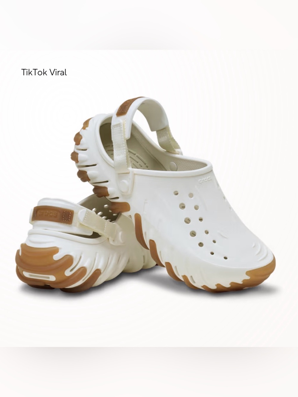 New NWOB crocs Echo Gum RO Clog white and tan women’s 7  chunky slip ons